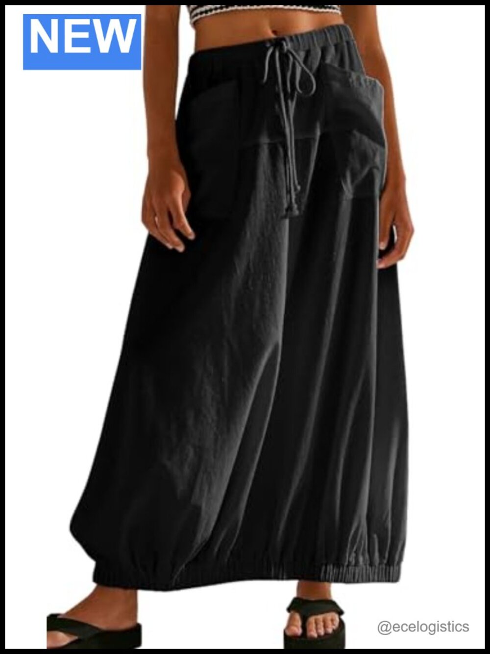 Women Baggy Parachute Cargo Skirt Y2k Cotton Maxi Long Ankle Skirt Casual